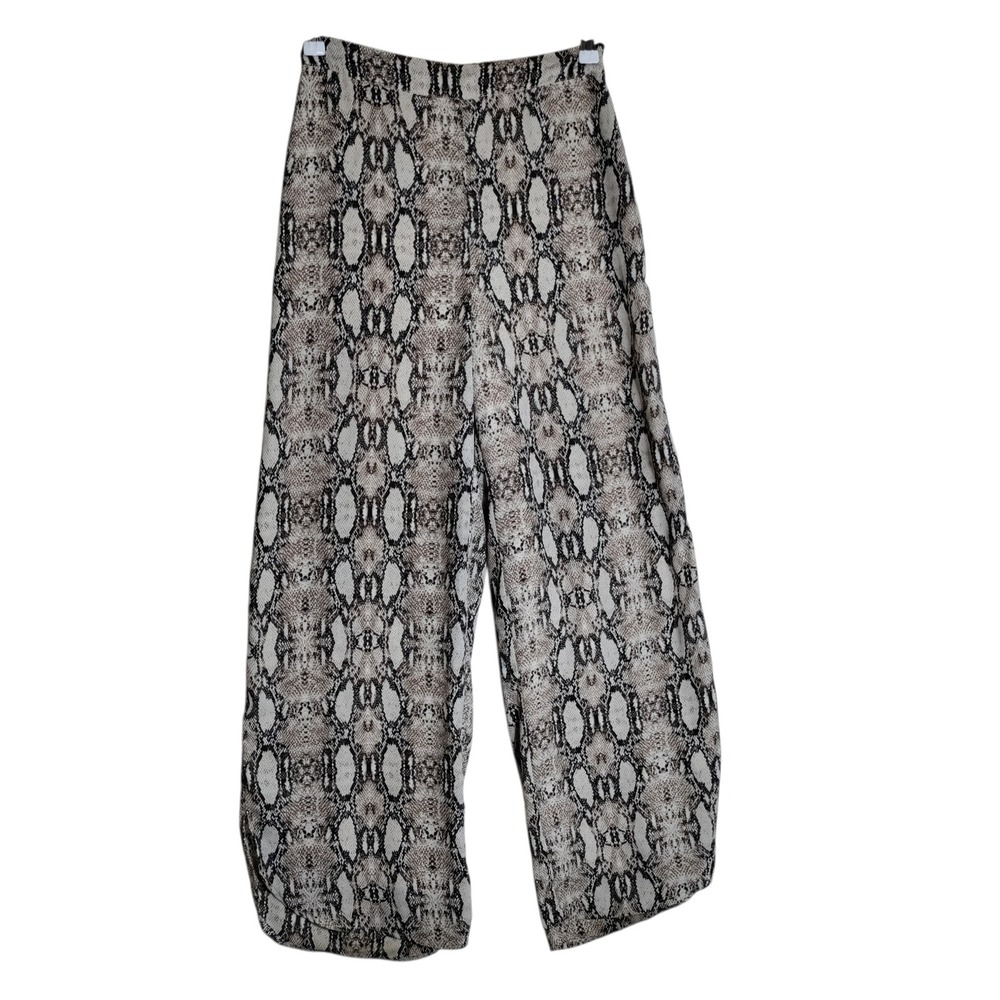 Sage The Label Snakeskin Print Wide Leg Pants  Black Python‎ LA474485 Size S